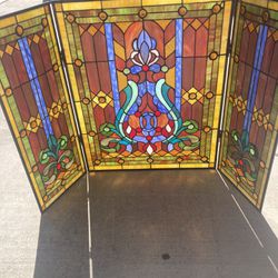 Lovely Vintage Colorful Stainglass Screen 