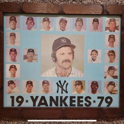 New York Yankees 1979 Team Headshot Signature Framed Poster Thurman Munson 