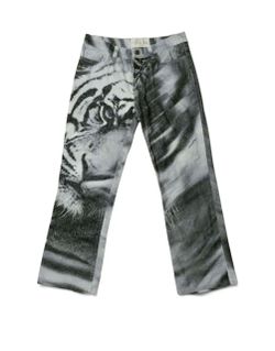 Roberto Cavalli black & white tiger face print jeans #tiger #luxury Sz-34