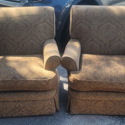 Two Matching Arm Chairs With T Seat Cushions