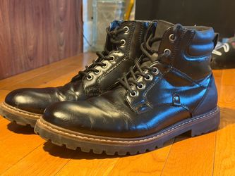 Black Leather Lace-Up Combat Boots