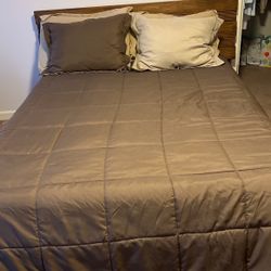 Low Platform Full Bed With Mattress And Matching Dresser