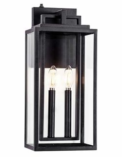 1994: New Dusk to Dawn Outdoor Wall Sconce Waterproof Wall Lantern 2-Lights, 20" Large Outside Modern Wall Mount Light, Exterior Matte Black Porch Lig