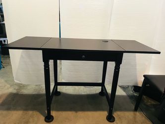 Black Drop-Leaf Writing Desk / Small Space Computer Table