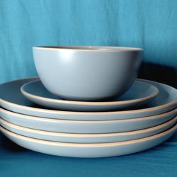 Gibson Home Rockaway 12 Piece Dinnerware Set Matte Blue