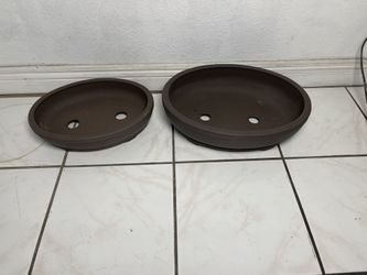 Large Unglazed Oval Bonsai Pots-Ceramic Zisha Oval Bonsai Planters($110 set of two)
