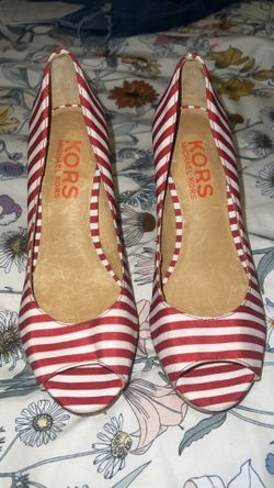 Michael Kors Red And White Stripe Heels