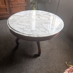 Gorgeous Real Marble Coffee Table With Mahogany Base