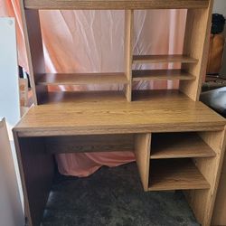 Open Shelf Wood Desk