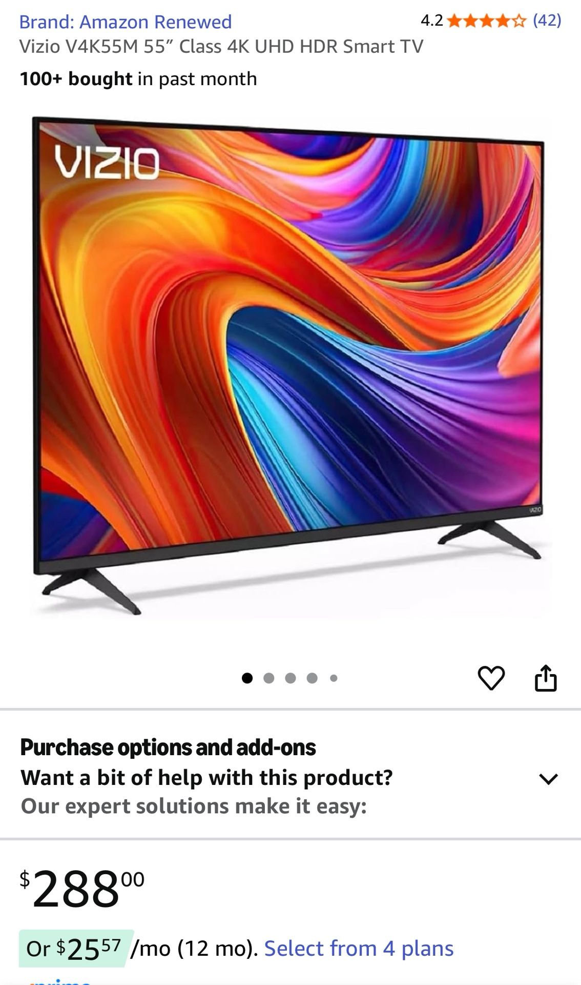 Vizio V4K55M 55″ Class 4K UHD HDR Smart TV