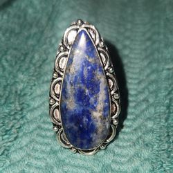 Sterling Silver Blue Stone Ring Size 8