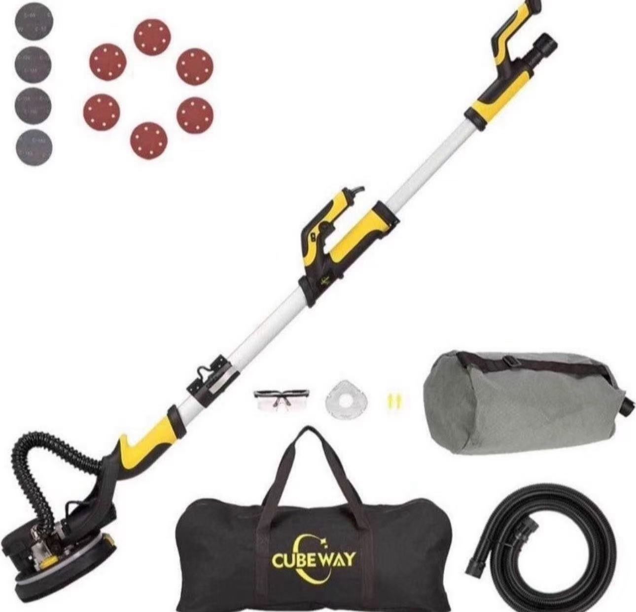 CUBEWAY Drywall Sander with Vacuum Attachment, Innovative Fixture for Ceiling Sander, Electric Drywa
