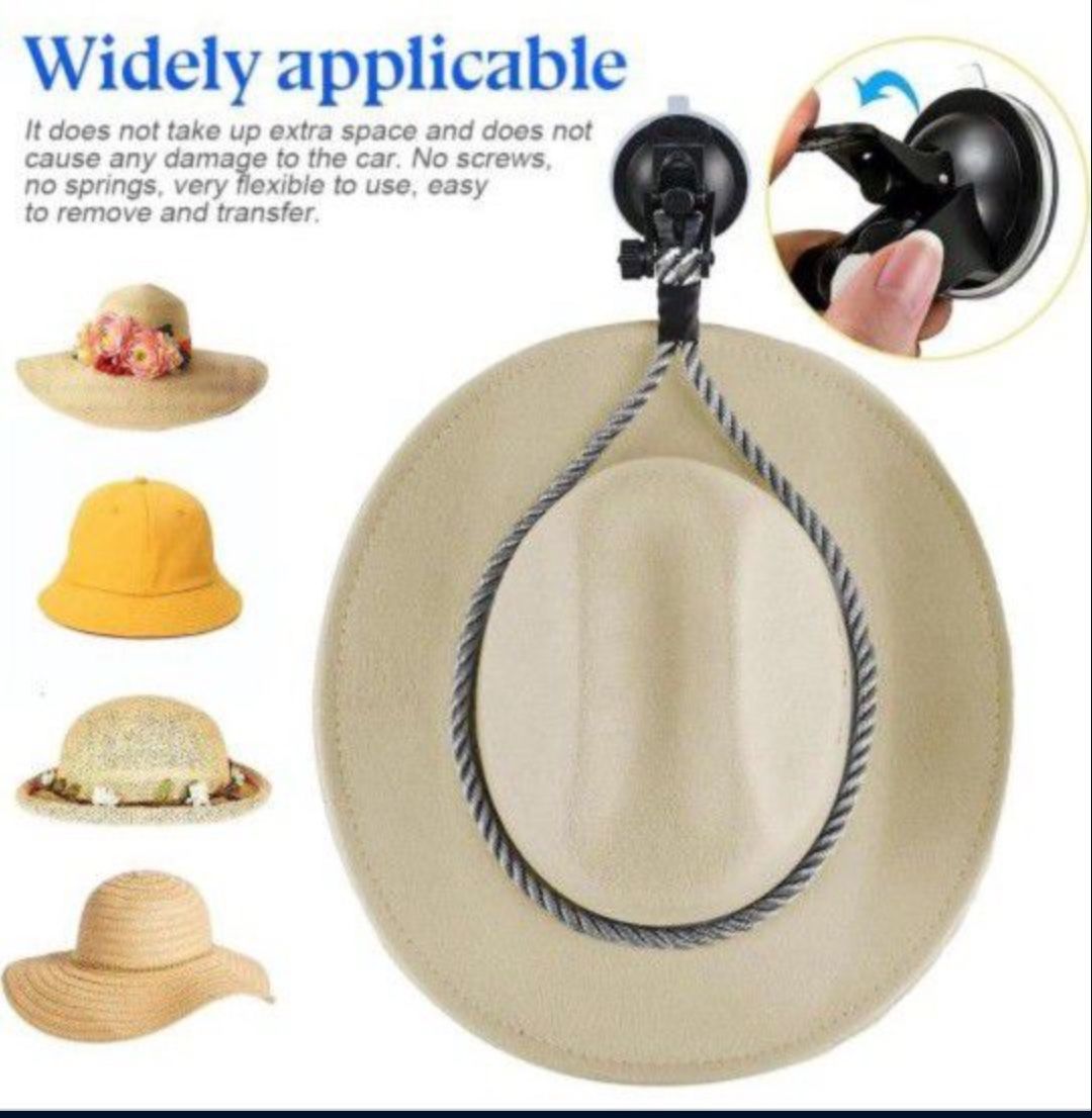 zipelo Hat Mounts for Car, Cowboy Hat Holder Rack with Suction Cup and Handmade Rope, Car Accessories, Universal Cowboy Hat Hanger for SUV Truck Vehic
