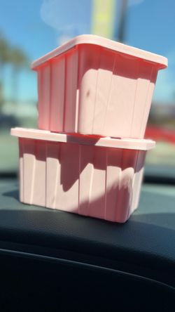 Small Pink Plastic Storage Bins with Lids