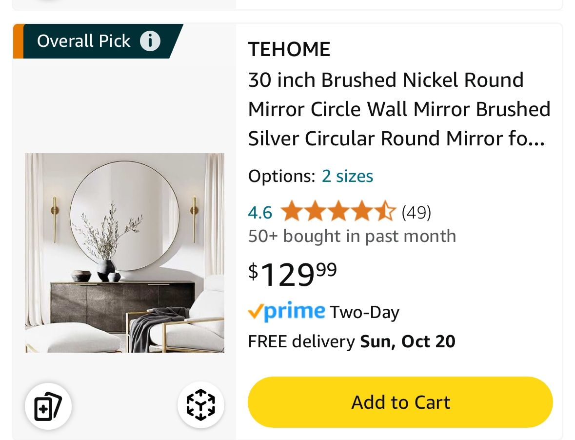 Tehome medium 30 Inch Mirror