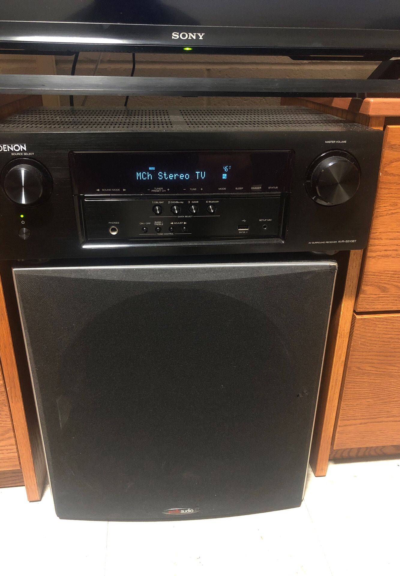 Polk audio surround sound with Denon stereo receiver