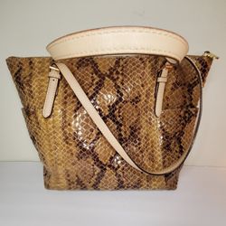 Michael Kors Ladies Brown Leather Python Tote Jet Set