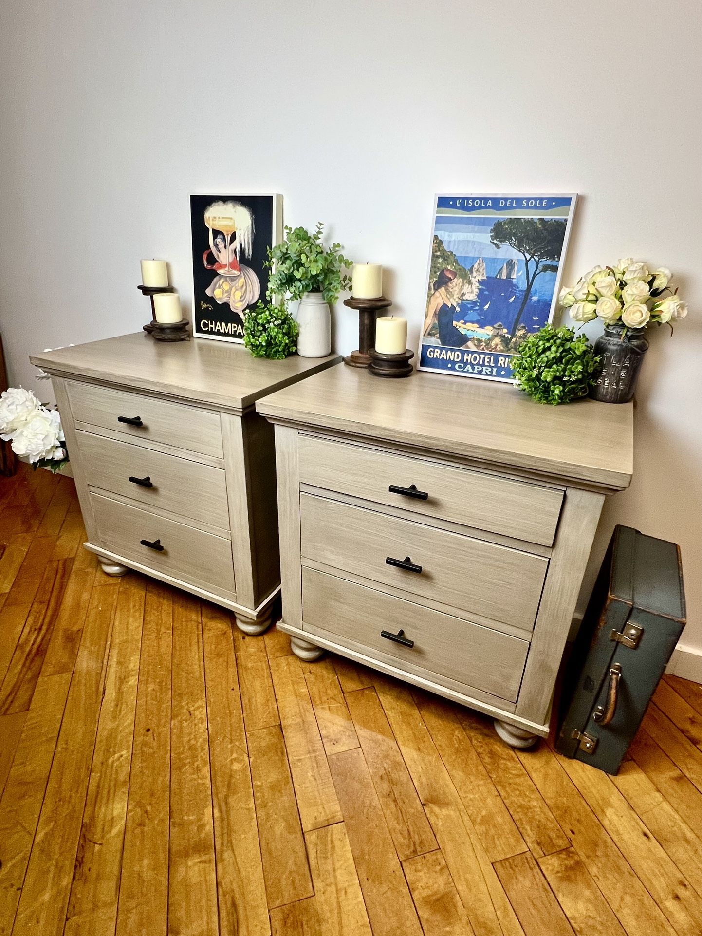 Refinished Pair Of Nightstands In Pottery Barn Sausalito Finish