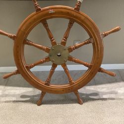 Antique Ships Wheel Solid Wood & Brass, 42" inches