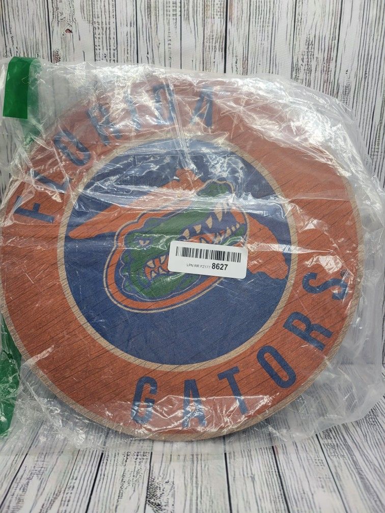 Florida Gators Sign Wood 12 Inch Round State Design