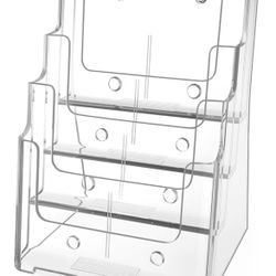 NEW MaxGear Acrylic Brochure Holder 8.5 x 11 inch, 4 Tier Clear Literature Organizer Magazine Stand Display with Removable Divider for 4 x 9 inch Broc