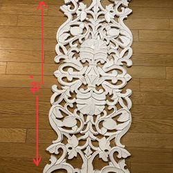 Decorative Large White Wood Wall Hanging - Wall Decor 48X18