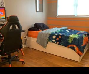 Twin bed frame with storage drawers