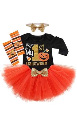 Baby Girl Halloween Costumes My 1st Halloween Romper Skirt Outfit Set