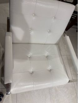 Modern White Faux Crocodile Leather Dining/Accent Chairs