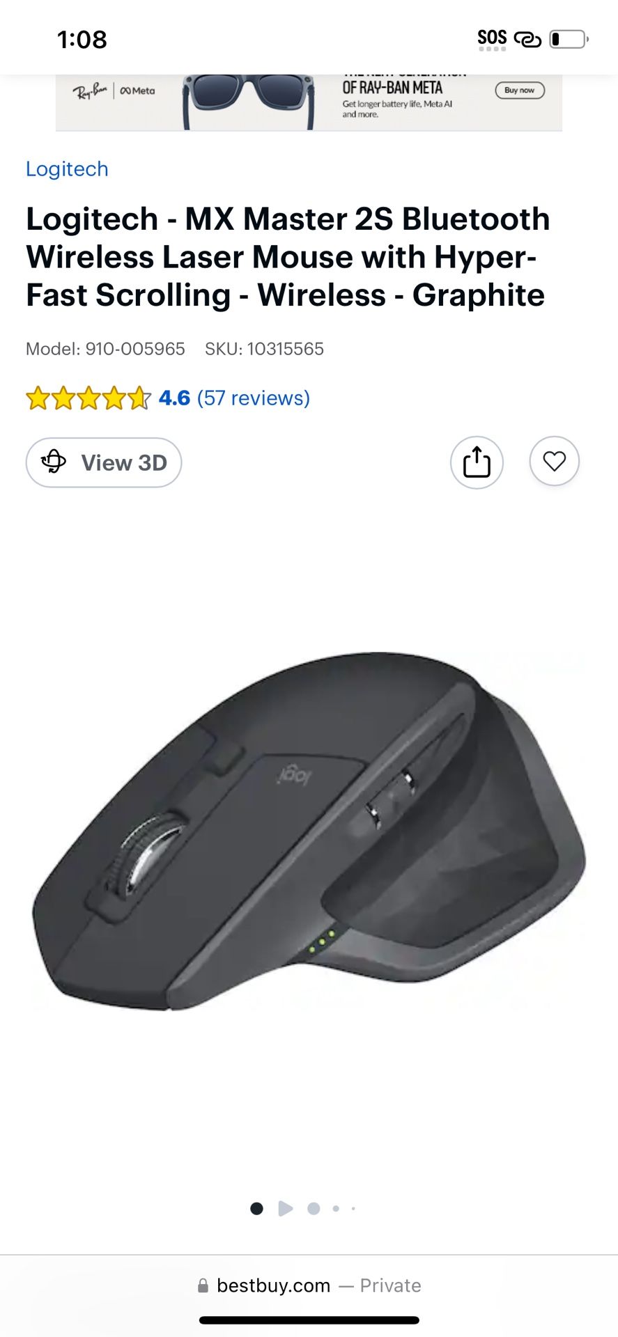 Logitech - MX Master 2S Bluetooth Wireless Laser Mouse with Hyper-Fast Scrolling - Wireless - Graphite