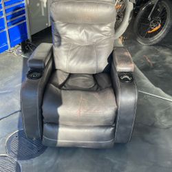 Gray Leather Electric Recliner