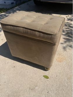 Beige Suede Rolling Ottoman Bench 18x12x18