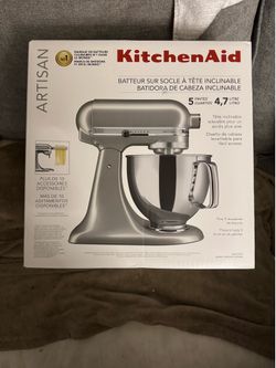 KitchenAid Artisan Series 5 Quart Tilt Head Stand Mixer with Pouring Shield KSM150PS, Contour Silver, Zinc