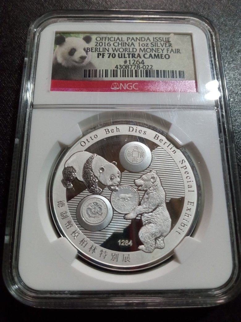 2016 China 1oz Silver Berlin World Money Fair PF 70 Ultra Cameo Silver Medal 