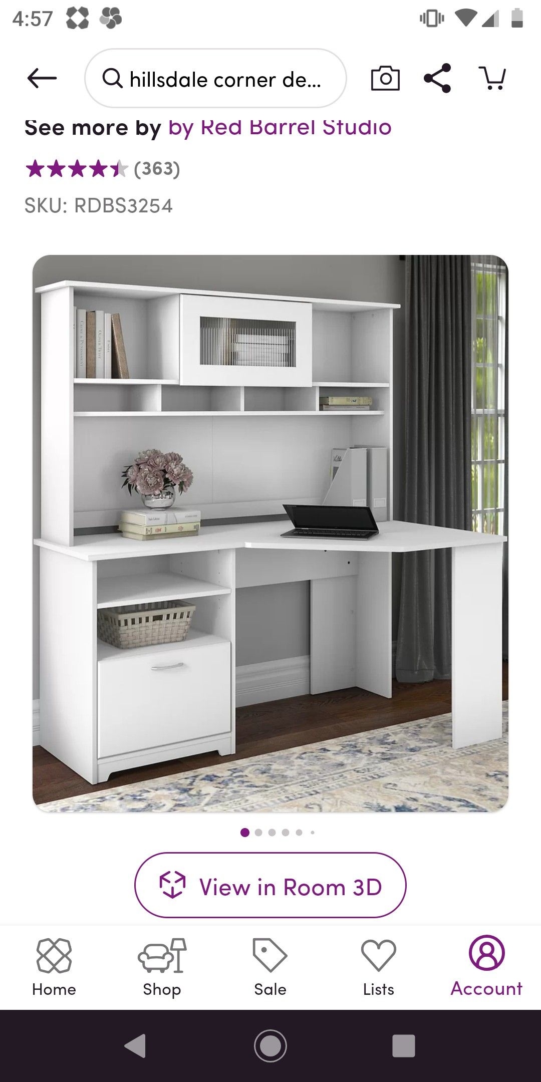 Reversable corner desk desk with hutch - espresso color