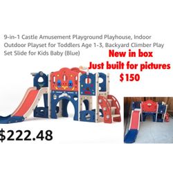 New just build to take pictures put back in box 9-in-1 Castle Amusement Playground Playhouse, Indoor Outdoor Playset for Toddlers Age 1-3, Backyard Cl