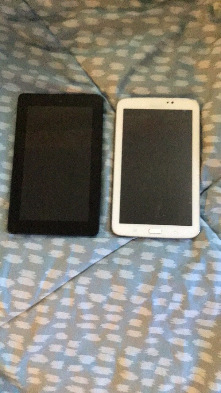 Amazon Fire 7 Tablet & Samsung Tab 3 (White) .