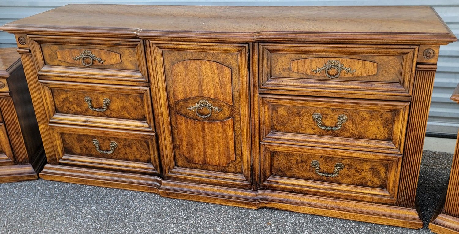 (FREE DELIVERY) Stanley Italian Neoclassical Tuscan Style Dresser, Mirror, & Matching Nightstands
