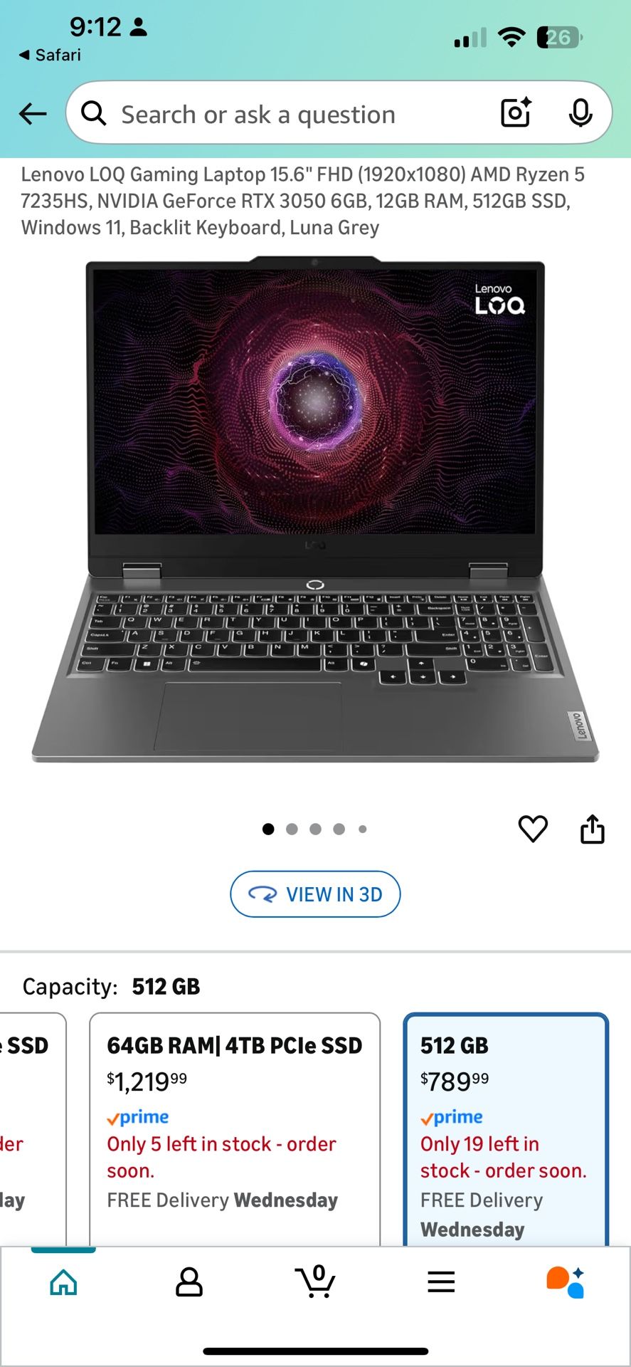 Lenovo Gaming Laptop LOQ Ryzen 5 7235hs /GPU 3050