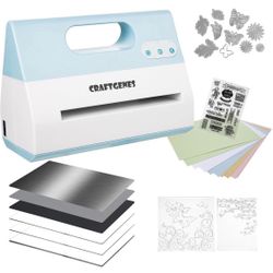 CraftGenes- Electric Die Cut Machine Starter Kit up to 9” Paper - Aqua/White