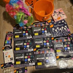 Halloween Bundle  Mask, Makeup, Buckets, Decorations New With Tags Ret Over 150 