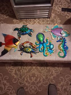 Metal Ocean Sea Life Wall Art Set of 6