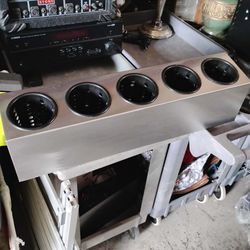 Stainless Steel 5 Hole Flatware Holder Food Cart / Restaurant