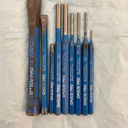Dasco Pro Chisel And Pin Punchers Set High Carbon Steel Made In USA Used Very Good Condition 