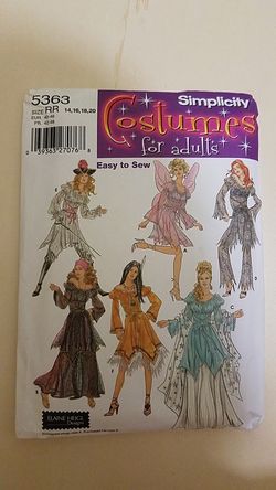 Simplicity costume pattern sizes 14-20