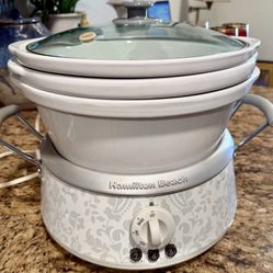 Hamilton Beach 3-in-1 Slow Cooker 33133 Bowl 2, 4, & 6 Qt Crock Pot LIKE NEW!