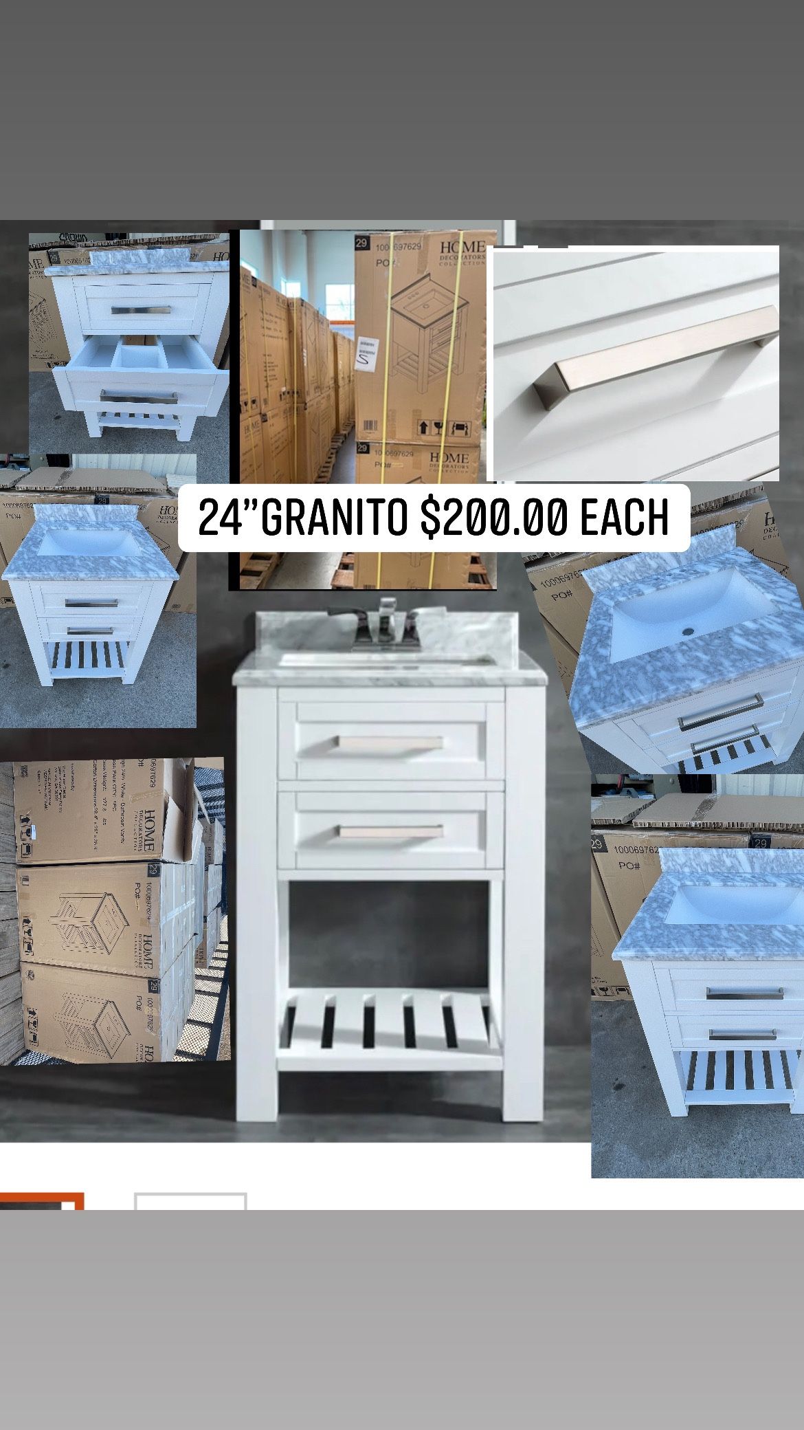 vanity de 24 pulgadas con tapa de granito $$200