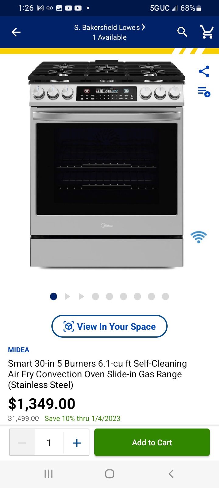 SlideIn Gas Range With Burners And Air Fry Convection