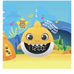 Nickelodeon Pink Fong Baby Shark Bluetooth Speaker with Digital Alarm Clock, White Noise