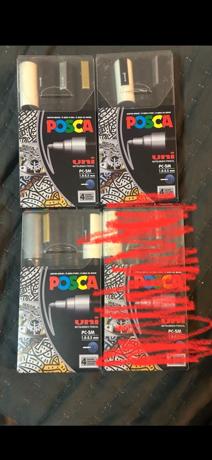 Brand New Lot Of 3 Posca Markers - Packs Of 4